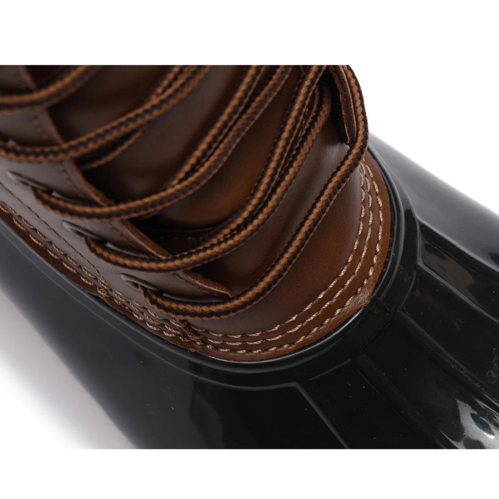 WOMANS WATERPROOF BROWN BLACK SPORTO DUCK BOOTS PULL ON LACE UP - Picture 4 of 9